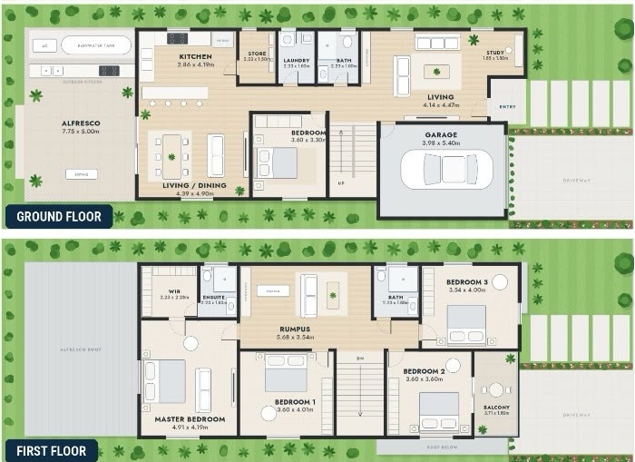 Ground and first floor plans for 73 Bulmann Avenue